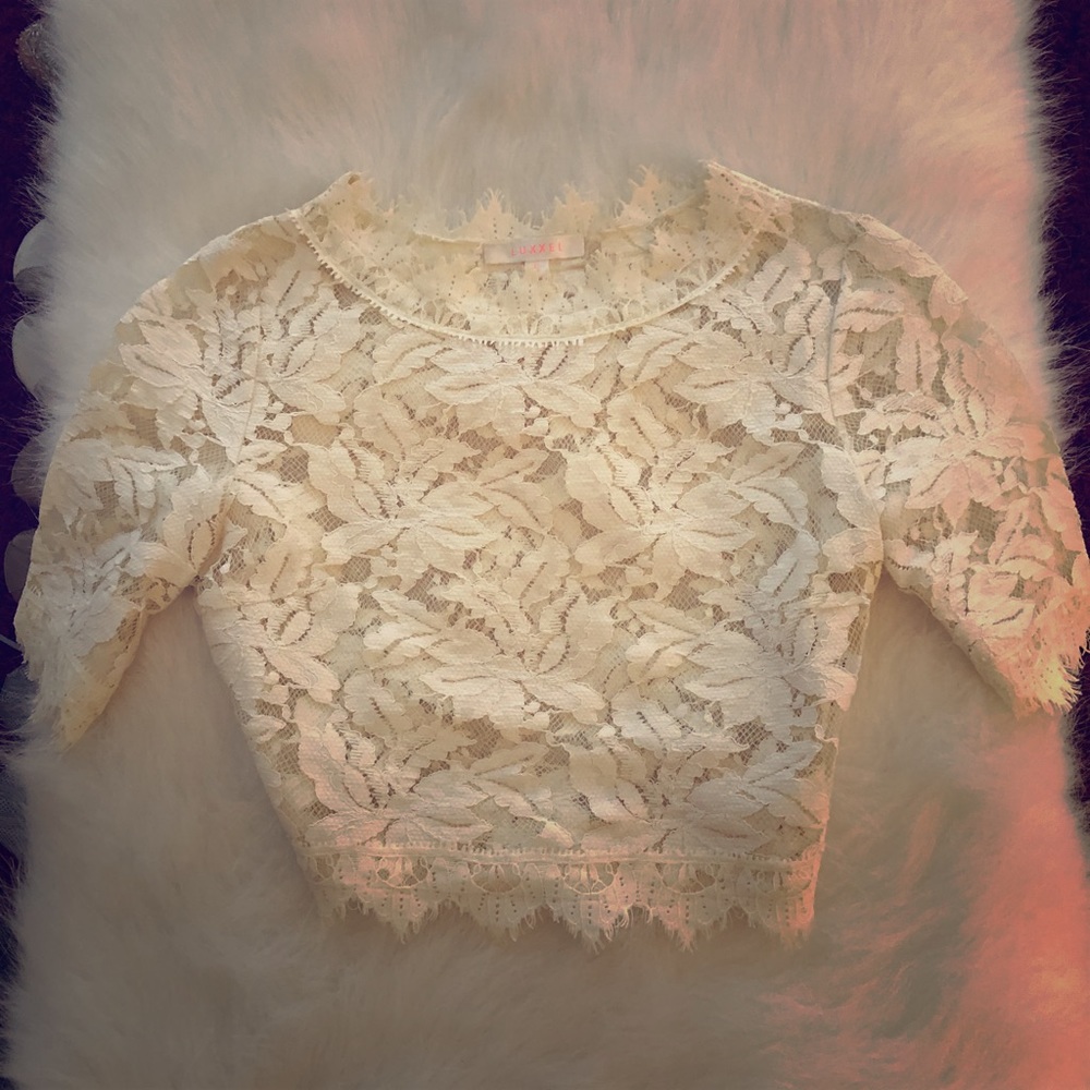 White lace crop top
